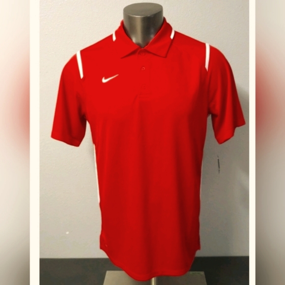 Nike Other - Mens NIKE 706710 Red White Polo Short Sleeve Golf Shirt Polyester Size XL